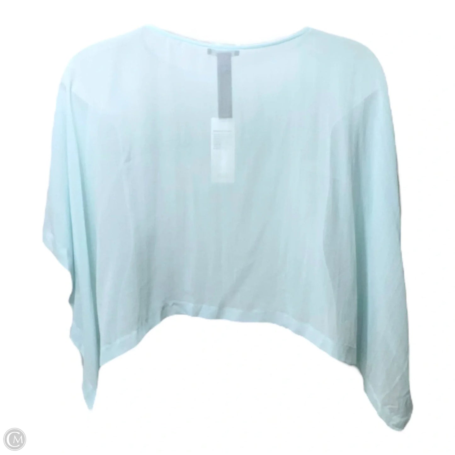 Silk Top Short Sleeve By Eileen Fisher In Aqua, Size: L/XL