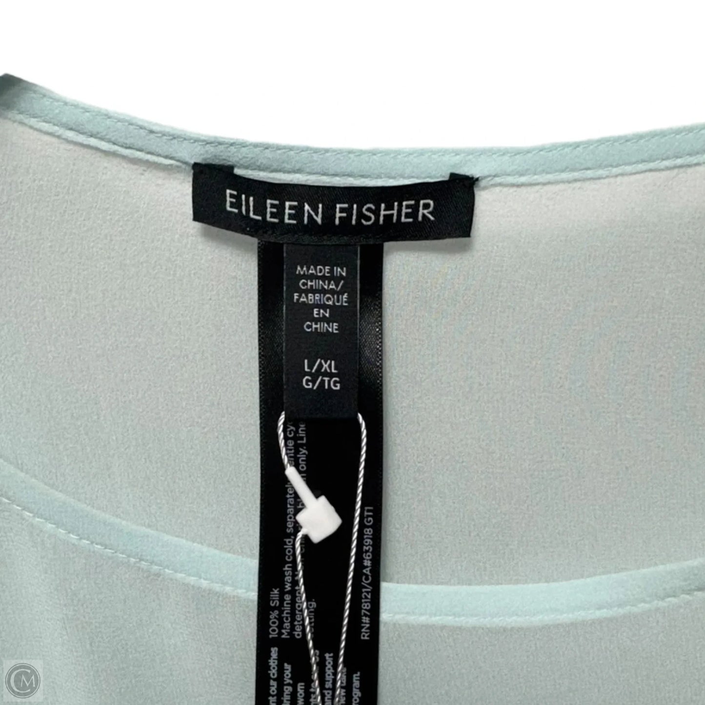 Silk Top Short Sleeve By Eileen Fisher In Aqua, Size: L/XL