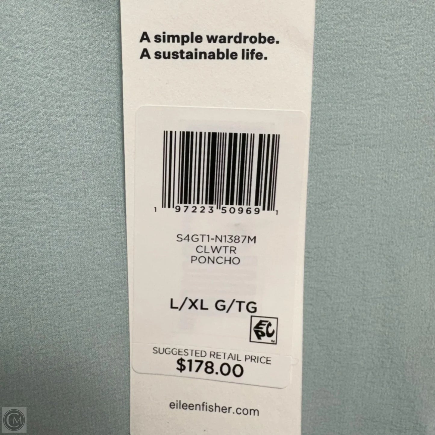 Silk Top Short Sleeve By Eileen Fisher In Aqua, Size: L/XL