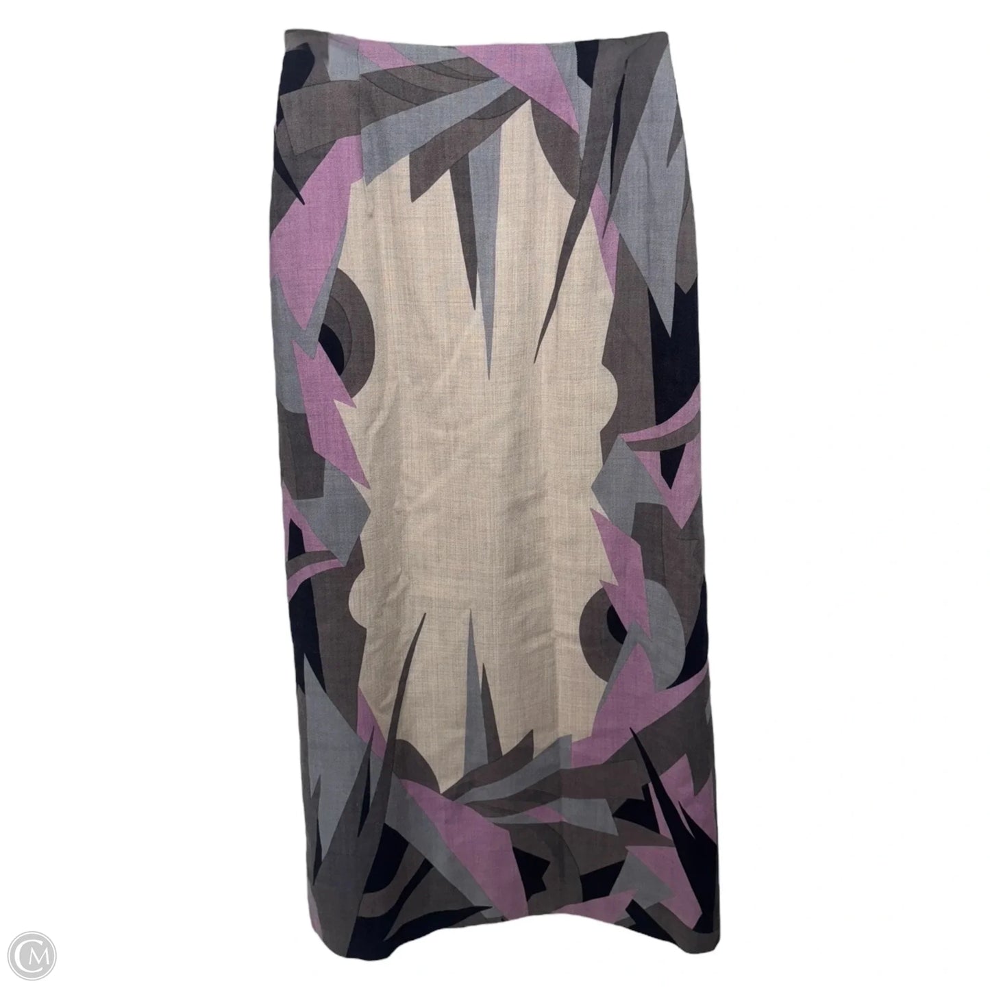Abstract Print Wool Skirt Maxi By  Mondi In Multi-colored, Size: 4