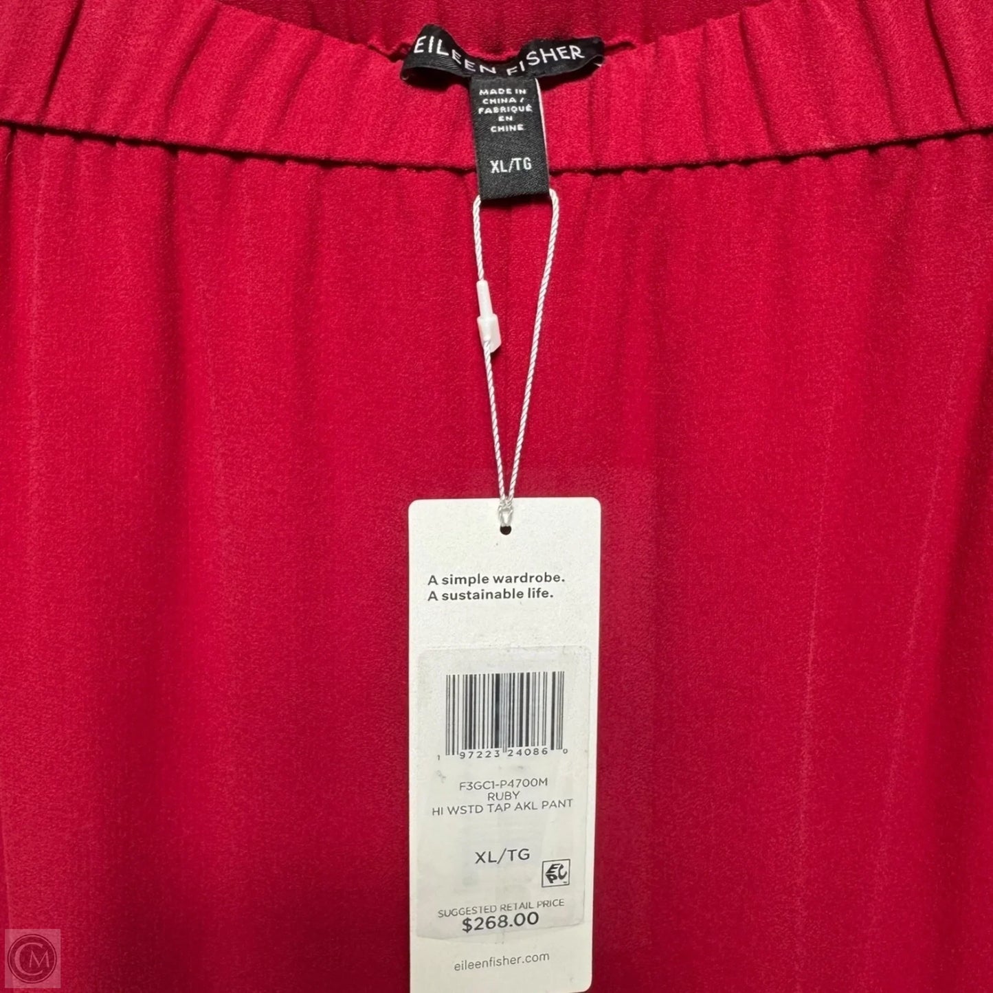 Silk Tapered Ankle Pants By Eileen Fisher In Red, Size: Xl