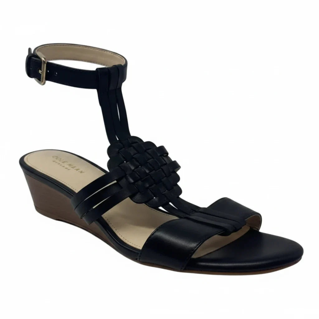 Sandals Heels Wedge By Cole-haan In Black, Size: 8