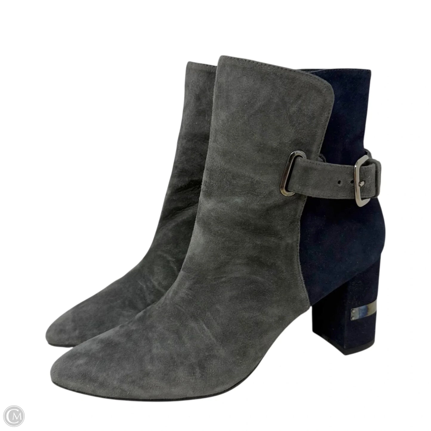 Imback Ankle Boots Designer By Stuart Weitzman In Blue & Grey, Size: 7.5