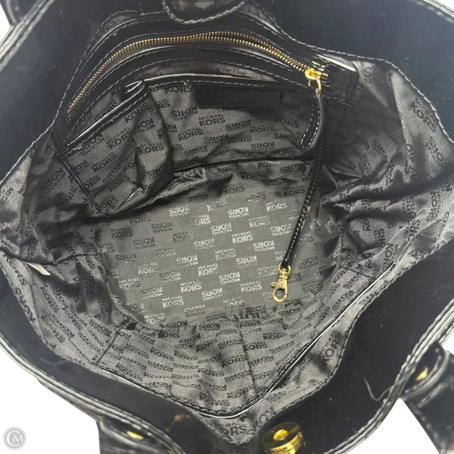 Patent Zip Handbag By Michael By Michael Kors, Size: Medium