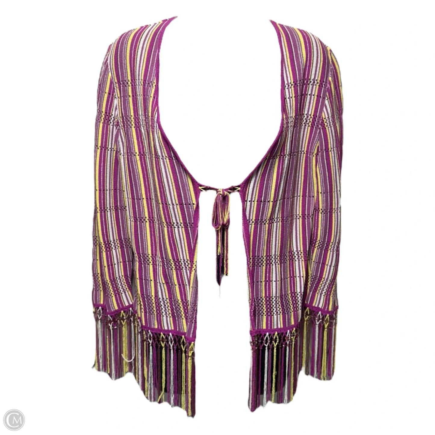 Sweater Cardigan Designer By Escada In Striped Pattern, Size: 4