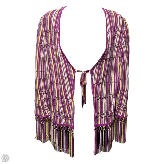 Sweater Cardigan Designer By Escada In Striped Pattern, Size: 4