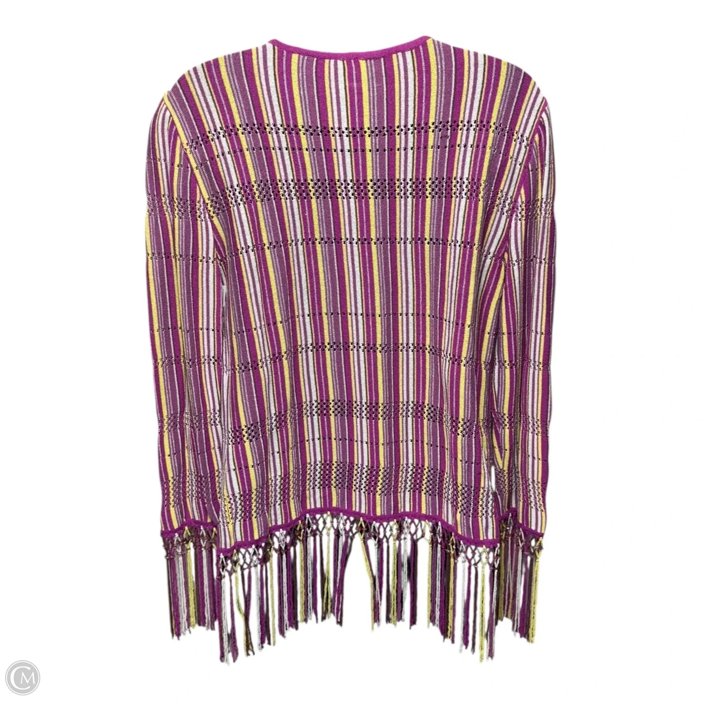 Sweater Cardigan Designer By Escada In Striped Pattern, Size: 4