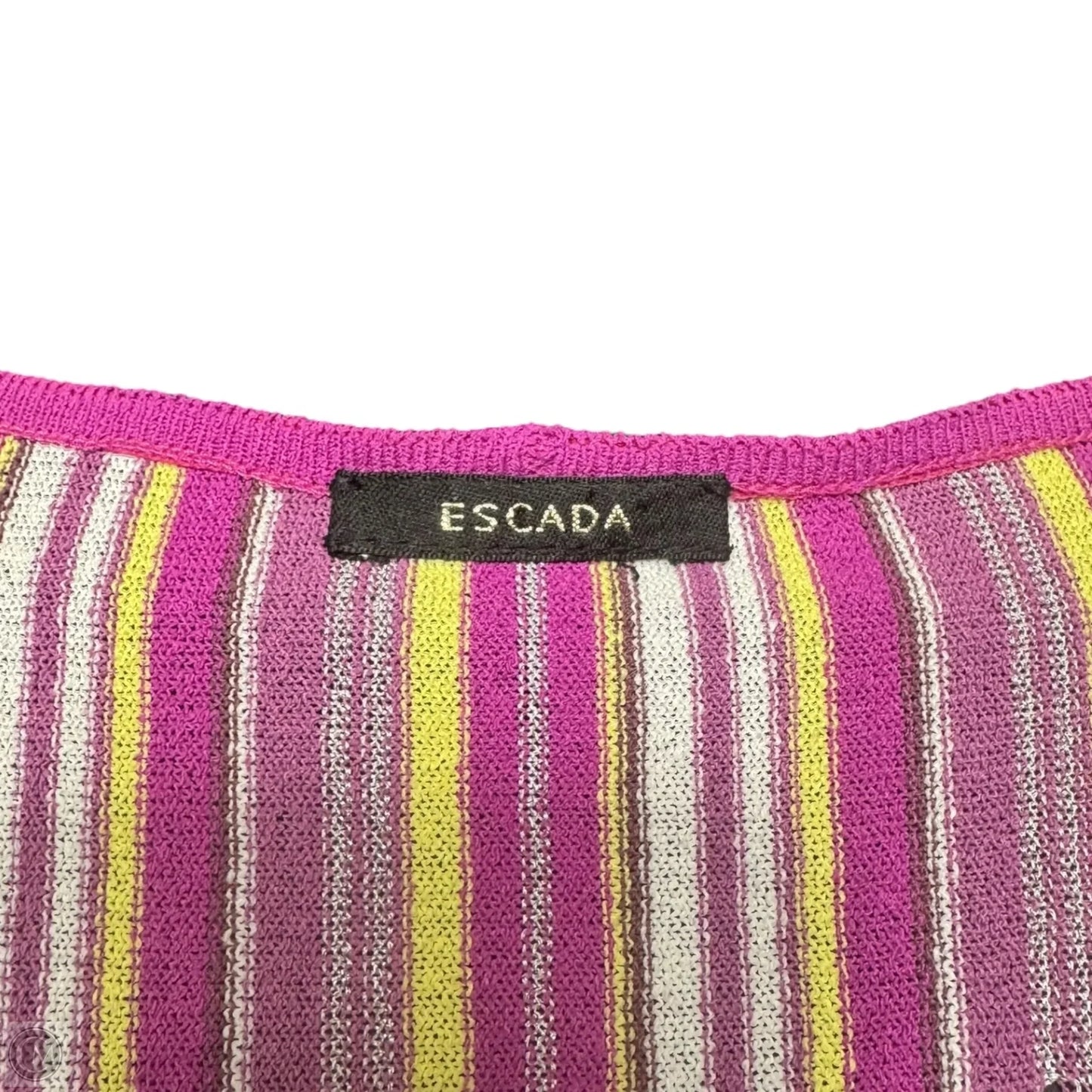 Sweater Cardigan Designer By Escada In Striped Pattern, Size: 4