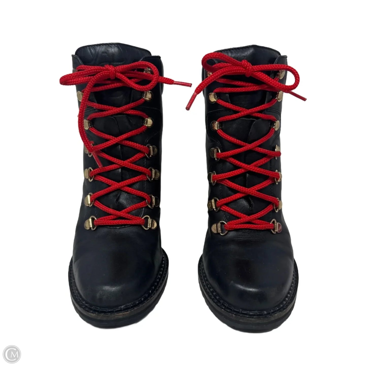 Sapna Lace Up Wedge  Boots Designer By Diane Von Furstenberg In Black & Red, Size: 7