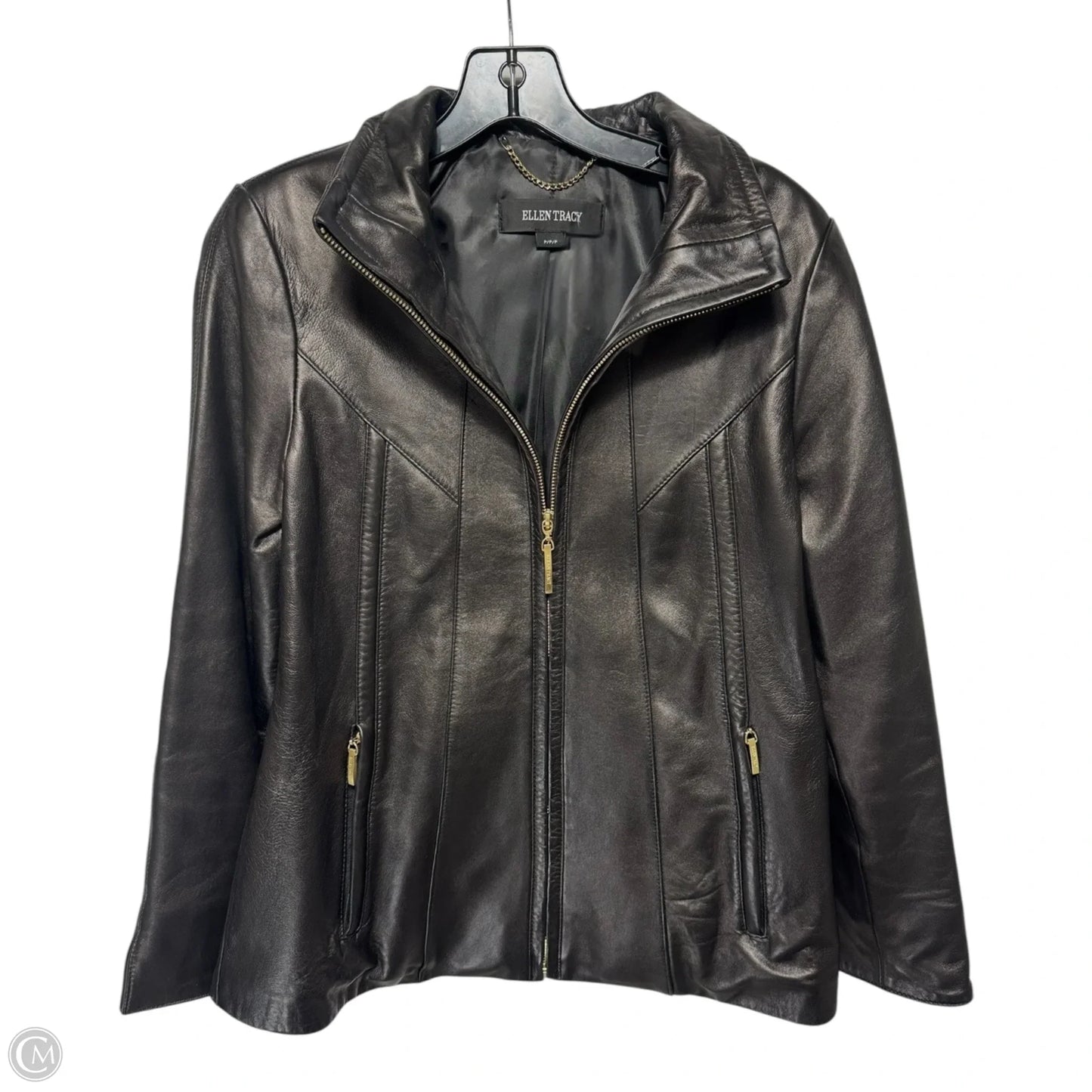 Jacket Leather By Ellen Tracy In Black, Size: S