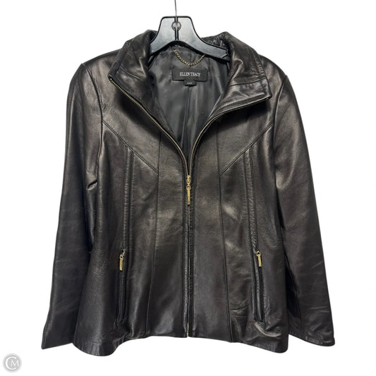 Jacket Leather By Ellen Tracy In Black, Size: S