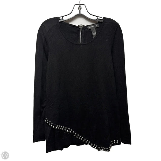 Knit Studded Hem Top Long Sleeve By Inc In Black, Size: L