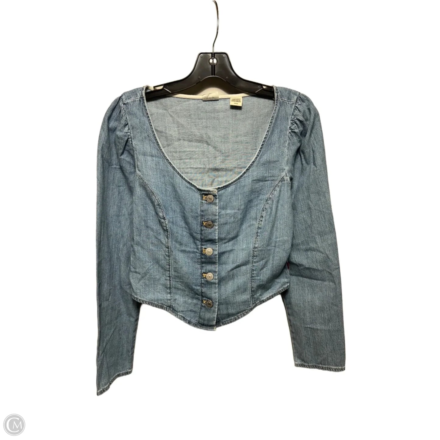 Top Long Sleeve By Levis In Blue Denim, Size: S