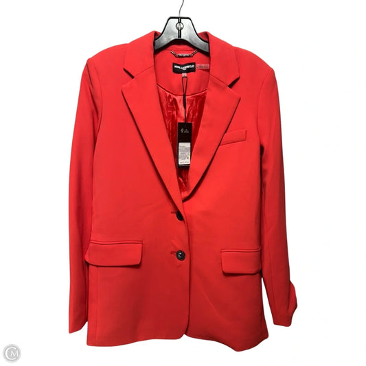 Solid Mid Blazer Designer By Karl Lagerfeld In Orange, Size: 4
