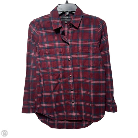 Classic Top Long Sleeve By Madewell In Plaid Pattern, Size: Xs