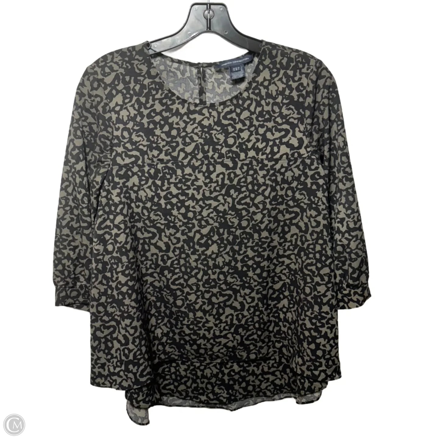 Top 3/4 Sleeve By French Connection In Black & Green, Size: 4