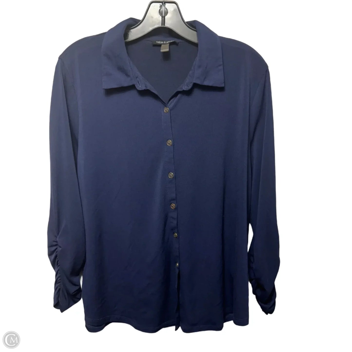 Top Long Sleeve By Cable And Gauge In Navy, Size: L