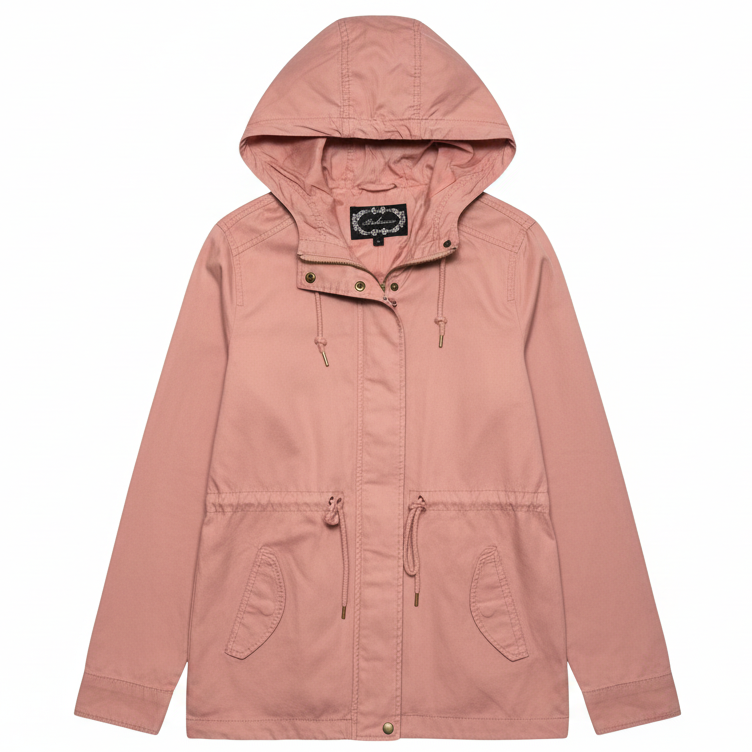 Cargo Style Hooded Jacket By Ambiance Apparel In Pink, Size: S