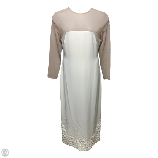 Babe Mesh Long Sleeve Crepe Soutache Full Length Dress By Elizabeth Damrich X Antonio Melani In Cream, Size: 12