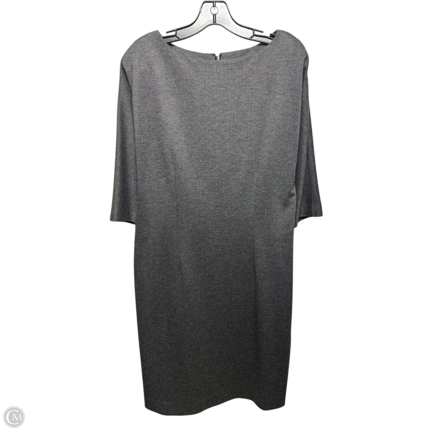 Herringbone Dress Casual Midi By Brooks Brothers In Grey, Size: 12