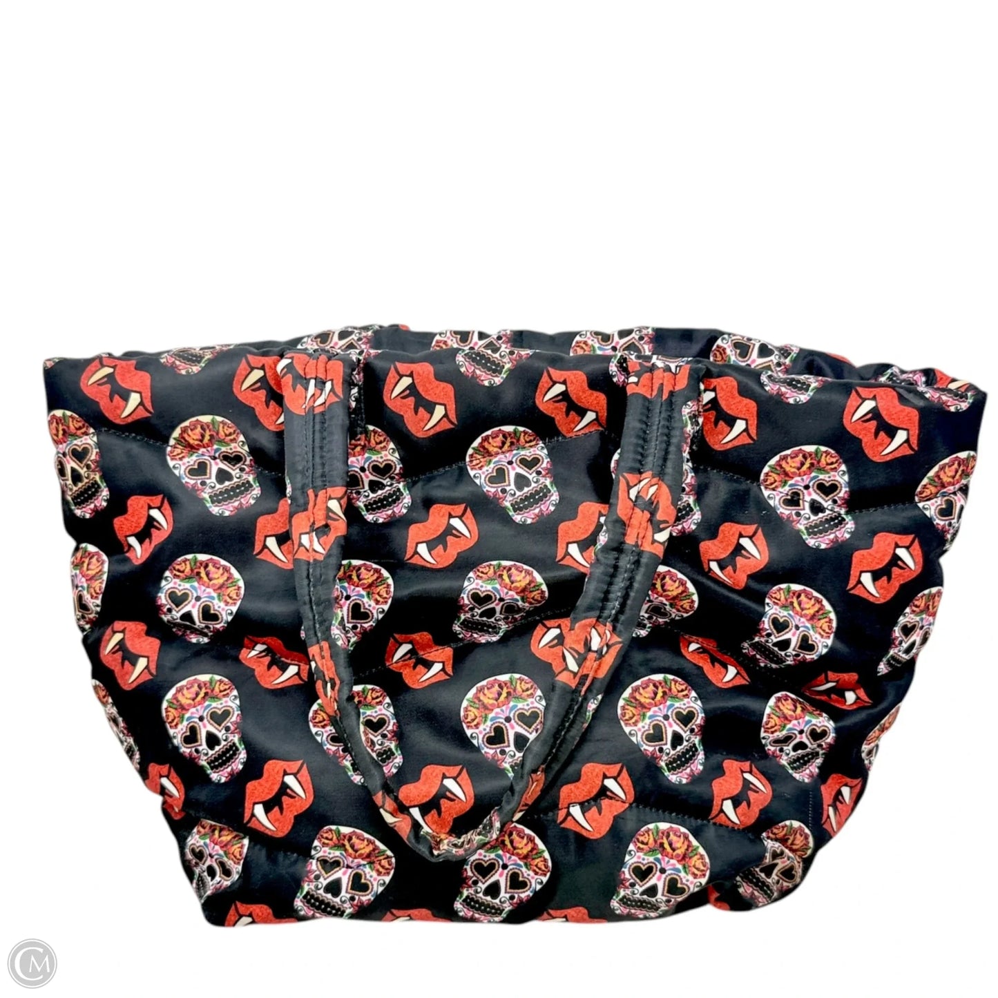 Sugar Skull Vampire Lips Quilted Tote By Betsey Johnson, Size: Medium