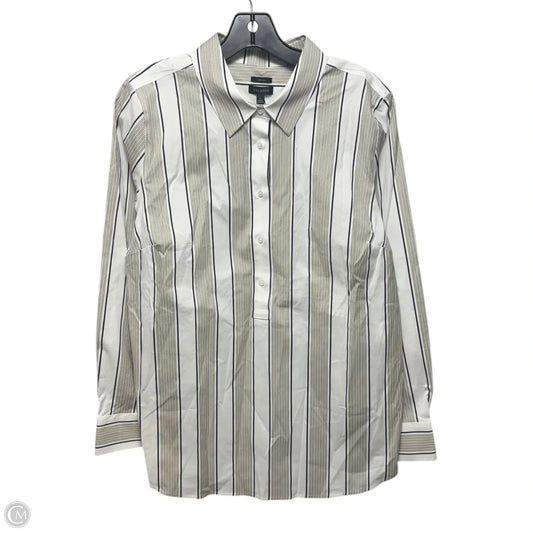 Non-Iron Top Long Sleeve By Talbots In Striped Pattern, Size: L