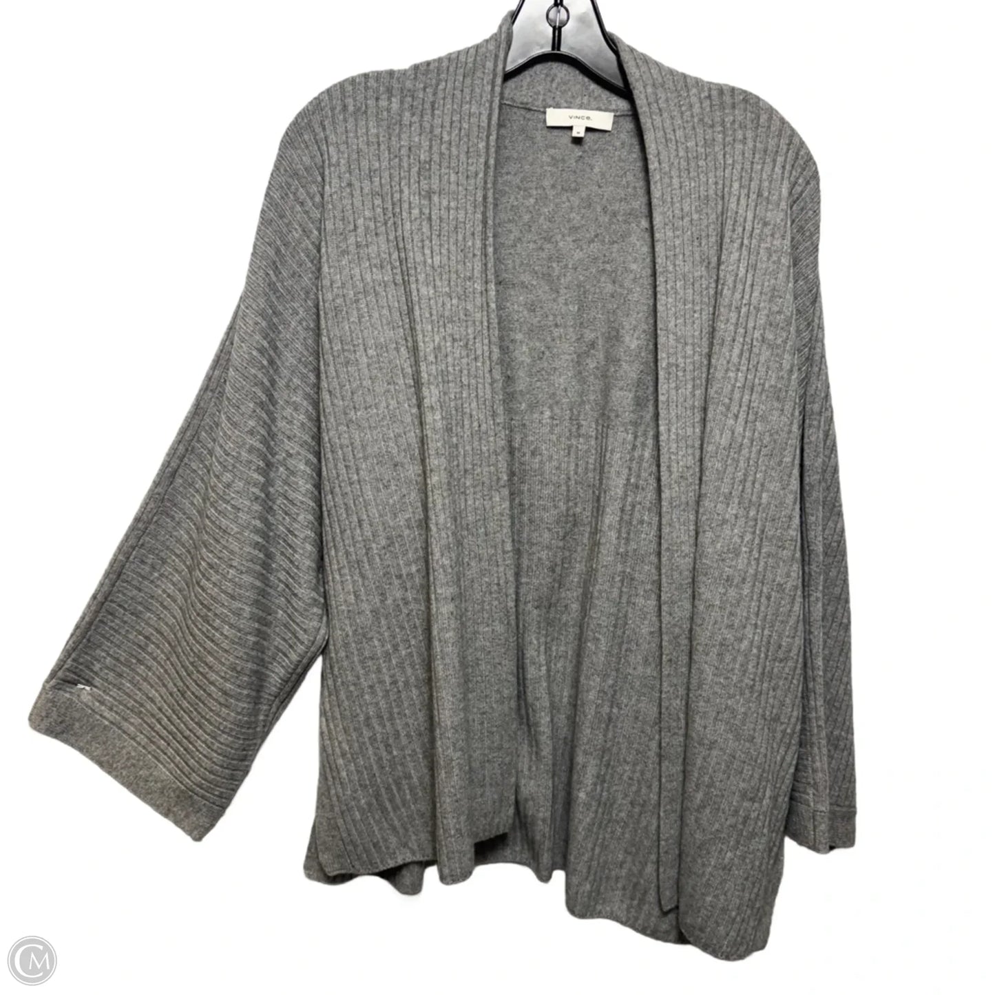 Ribbed Wool & Cashmere Split Panel Cardigan By Vince In Grey, Size: M