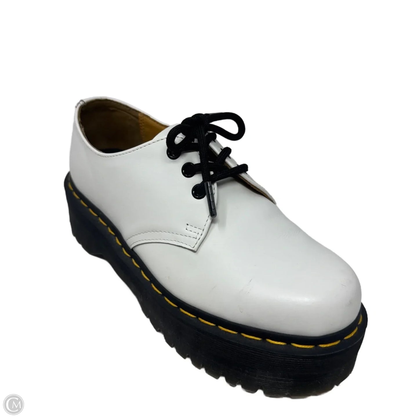 1461 Quad Smooth Leather Platform Oxfords By Dr Martens In White, Size: 8