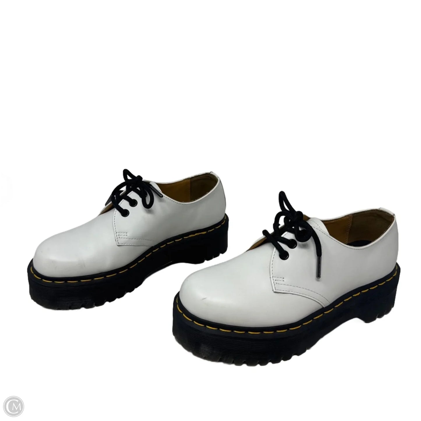 1461 Quad Smooth Leather Platform Oxfords By Dr Martens In White, Size: 8