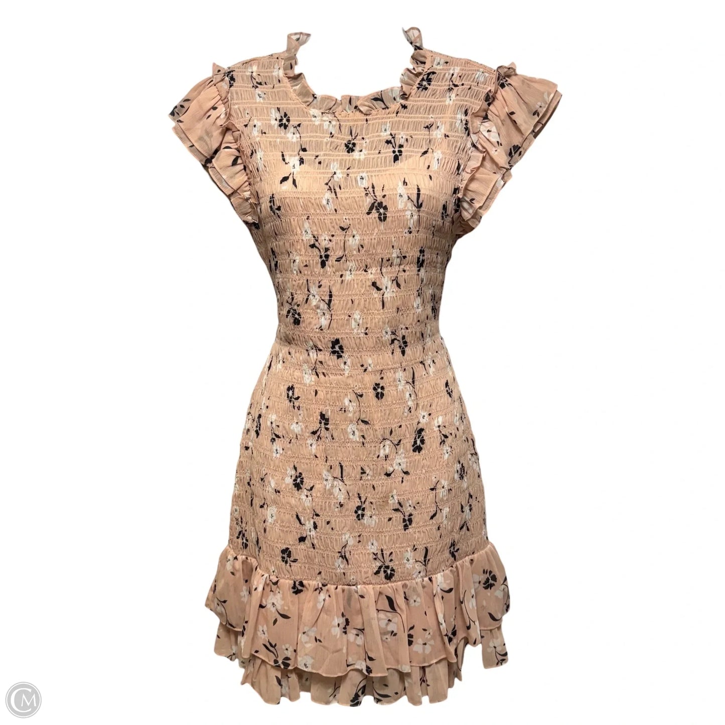 Cici Floral Smocked Ruffle Dress By Veronica Beard In Blush Multi, Size: 6