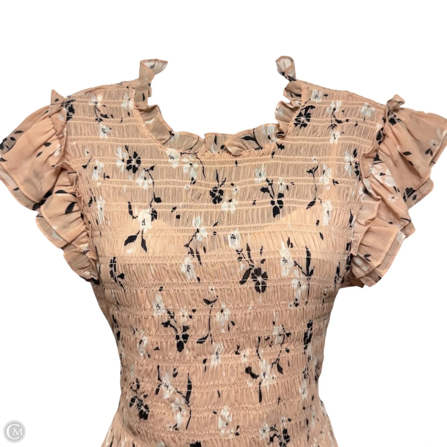 Cici Floral Smocked Ruffle Dress By Veronica Beard In Blush Multi, Size: 6