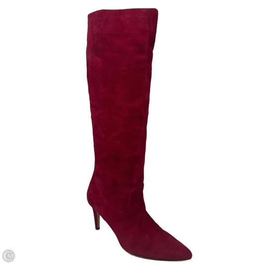 Suede Boots Knee Heels By Via Spiga In Red, Size: 8