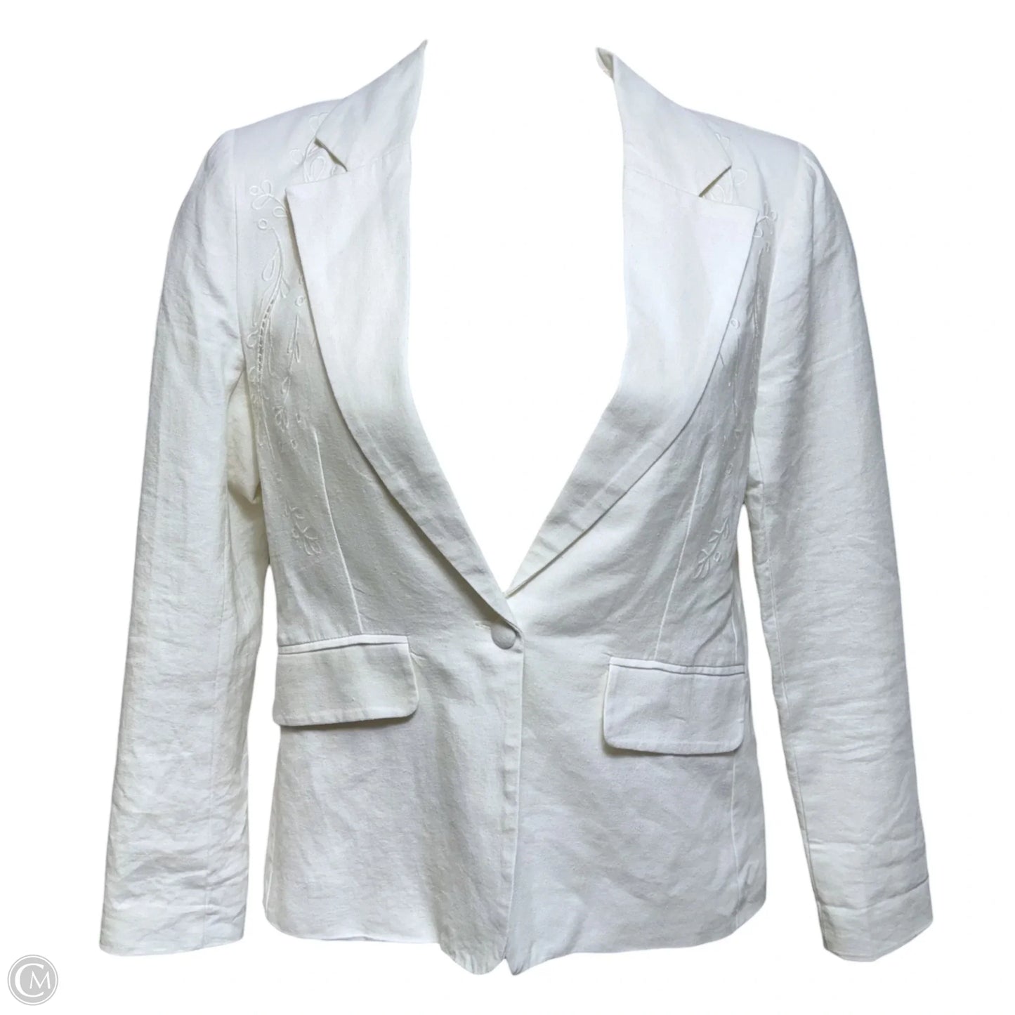 Linen Blend Embroidered Blazer Designer By Jason Wu In Cream, Size: M
