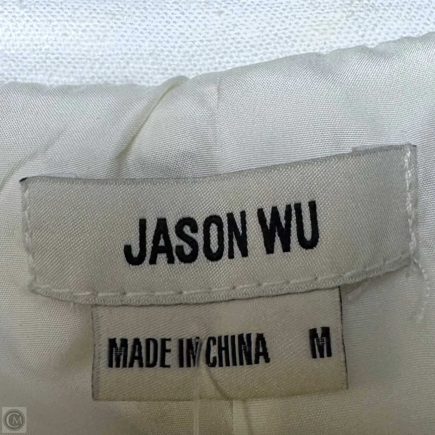 Linen Blend Embroidered Blazer Designer By Jason Wu In Cream, Size: M