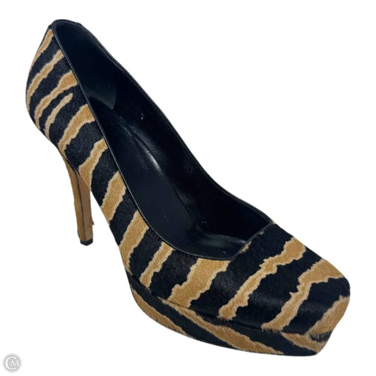 Calfhair Platform Heels Shoes Luxury Designer By Gucci In Animal Print, Size: 8