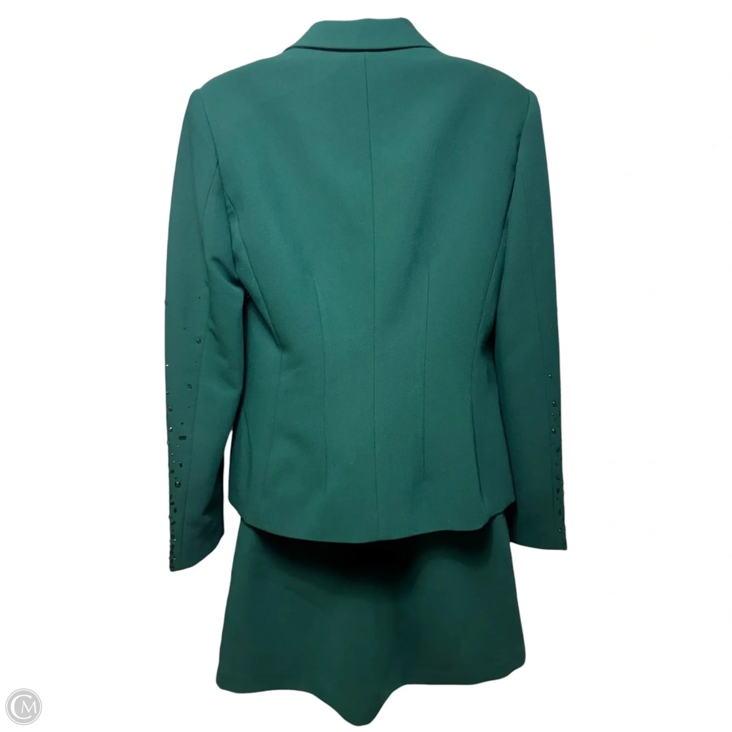 Embellished Blazer & Skirt Set Designer By Karl Lagerfeld In Green, Size: 6