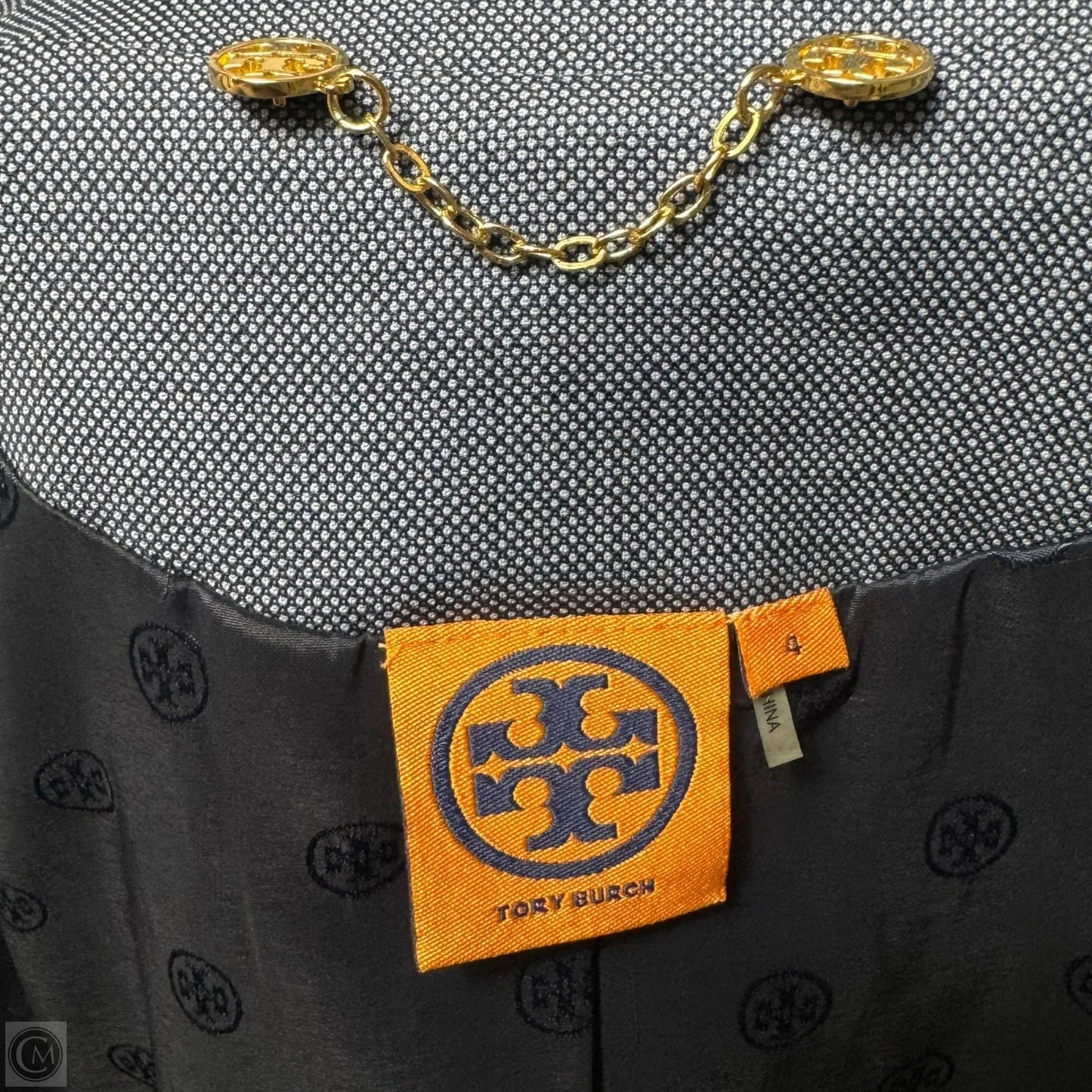 Stretch Wool Blazer Designer By Tory Burch In Blue, Size: 4