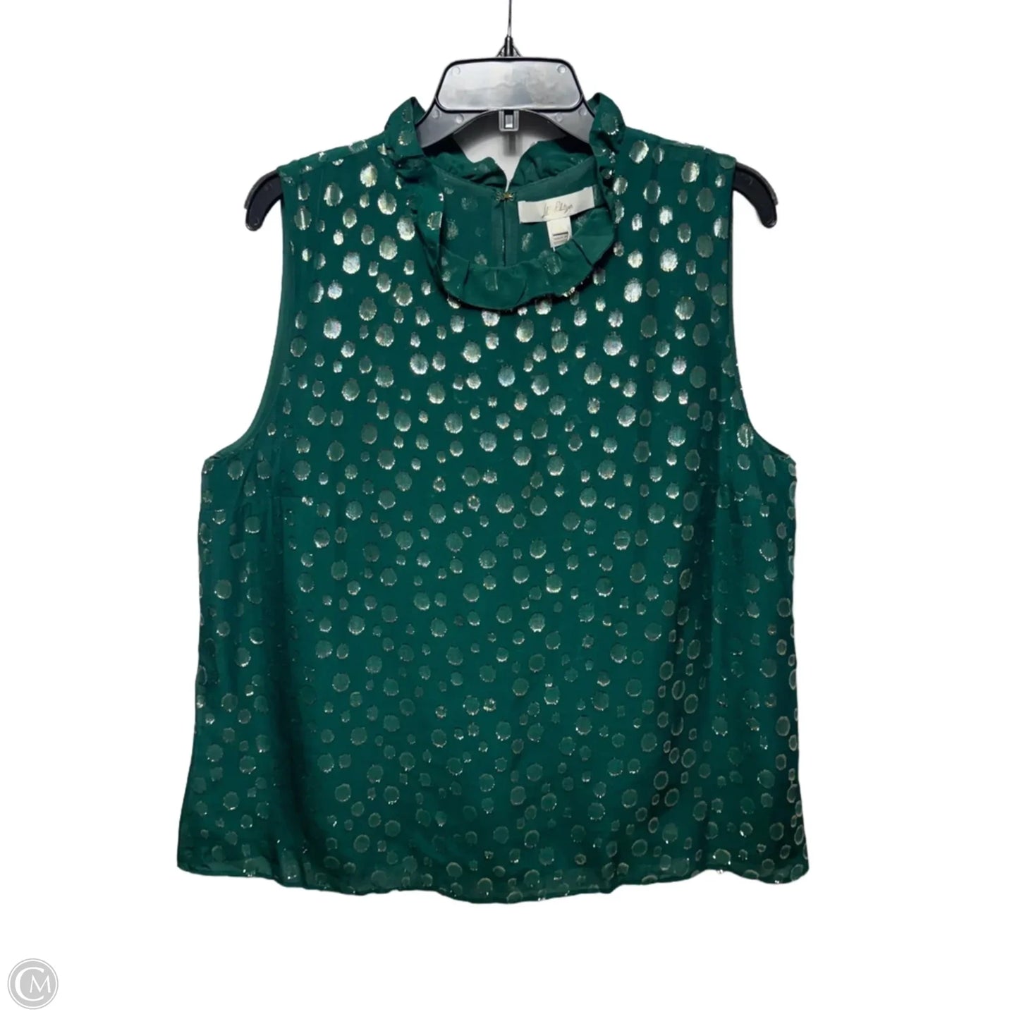 Rayalynne Silk Top Sleeveless Designer By Lilly Pulitzer In Villa Green Silk Bubbly Clip, Size: Xl