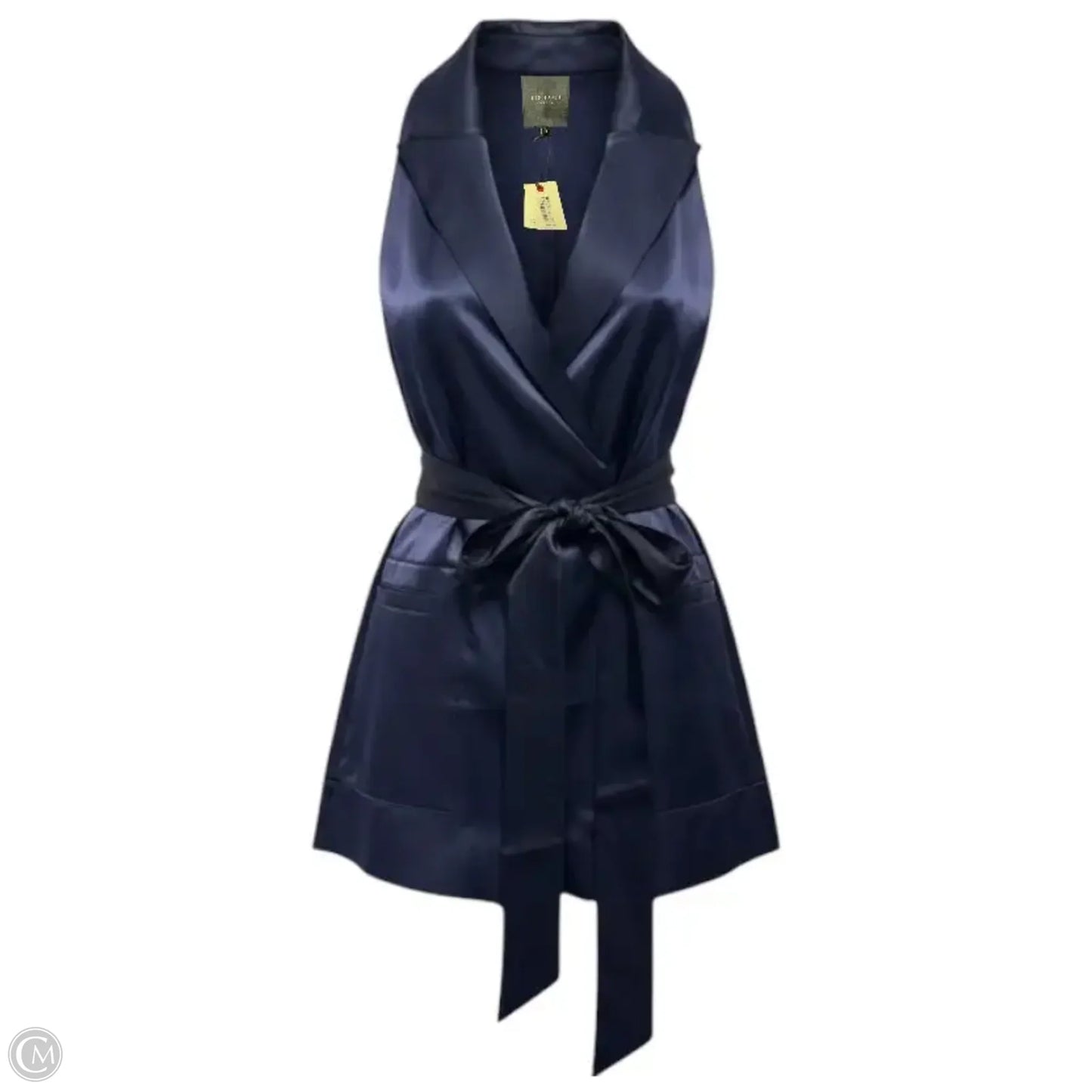 Tailored Satin Longline Vest By Ted Baker In Navy, Size: S (1)