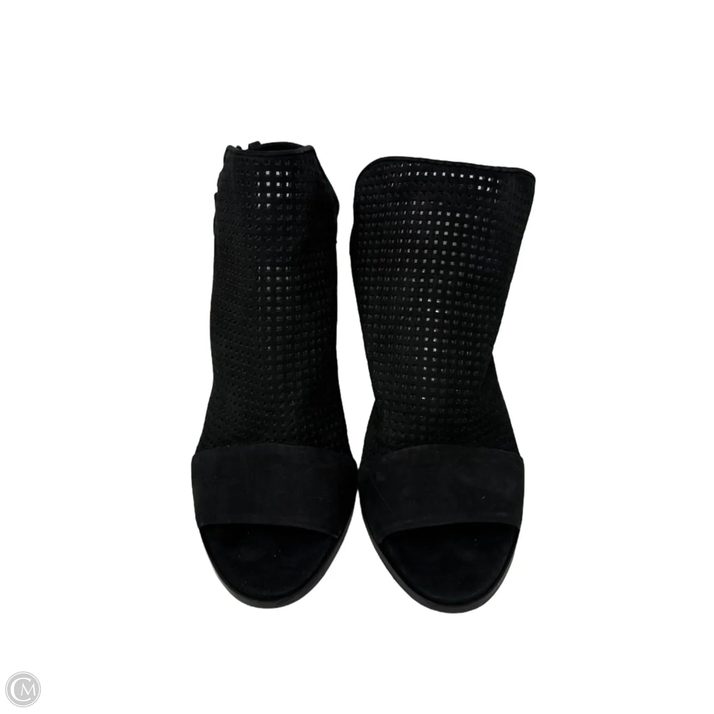 Aden II Perforated Newbuck Peep Toe Slingback Stiletto Mules By Vince In Black, Size: 11