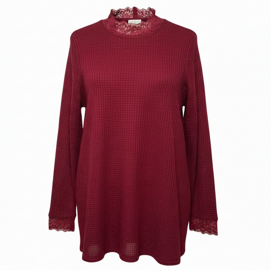 Top Long Sleeve By Logo In Red, Size: 1X
