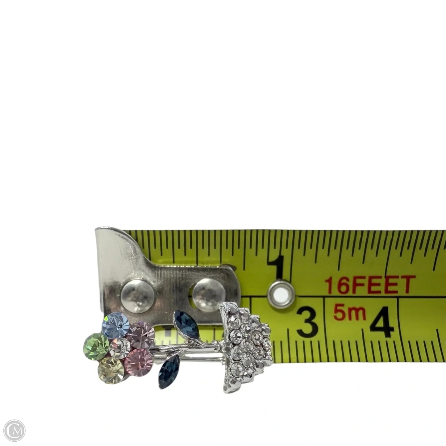 Tiny Rhinestone Flower Pot Pin