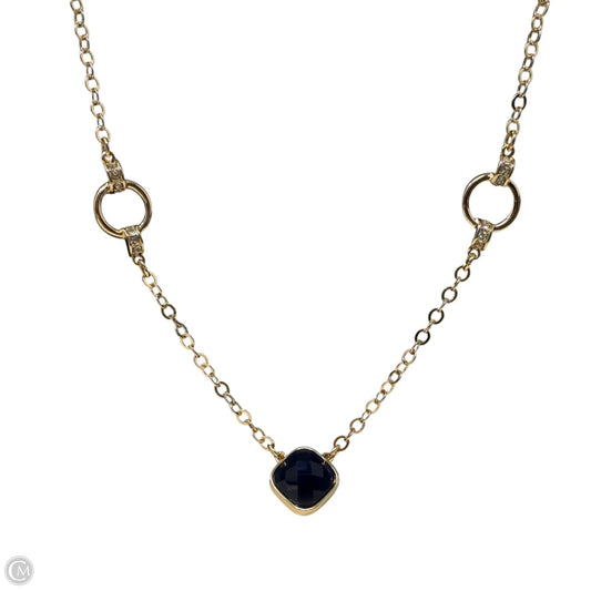 Gold Tone Blue Stone & Crystal Accent Station Necklace By Tahari