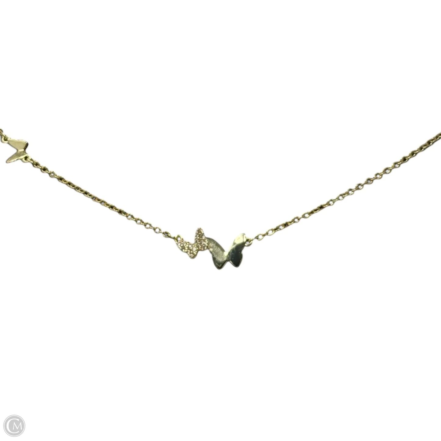Gold Tone Tiny Butterfly Bar Necklace