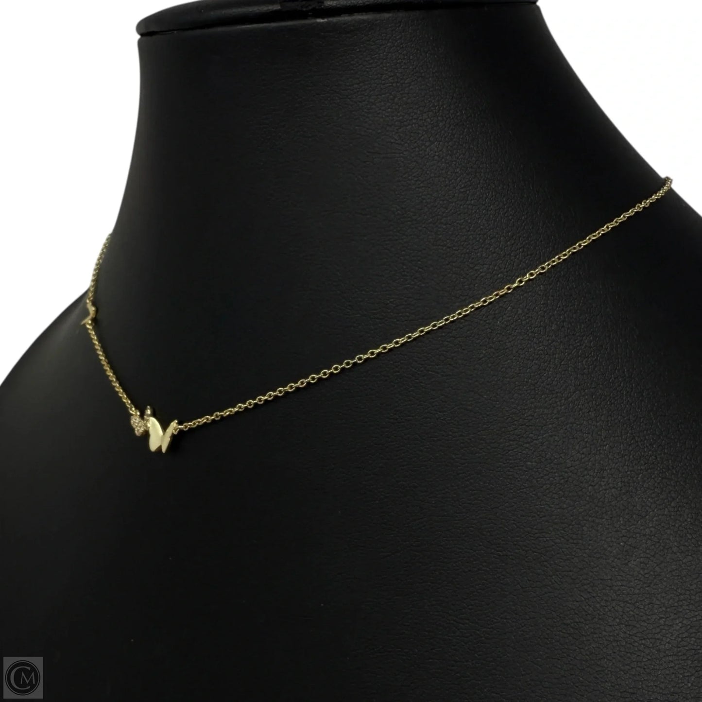 Gold Tone Tiny Butterfly Bar Necklace