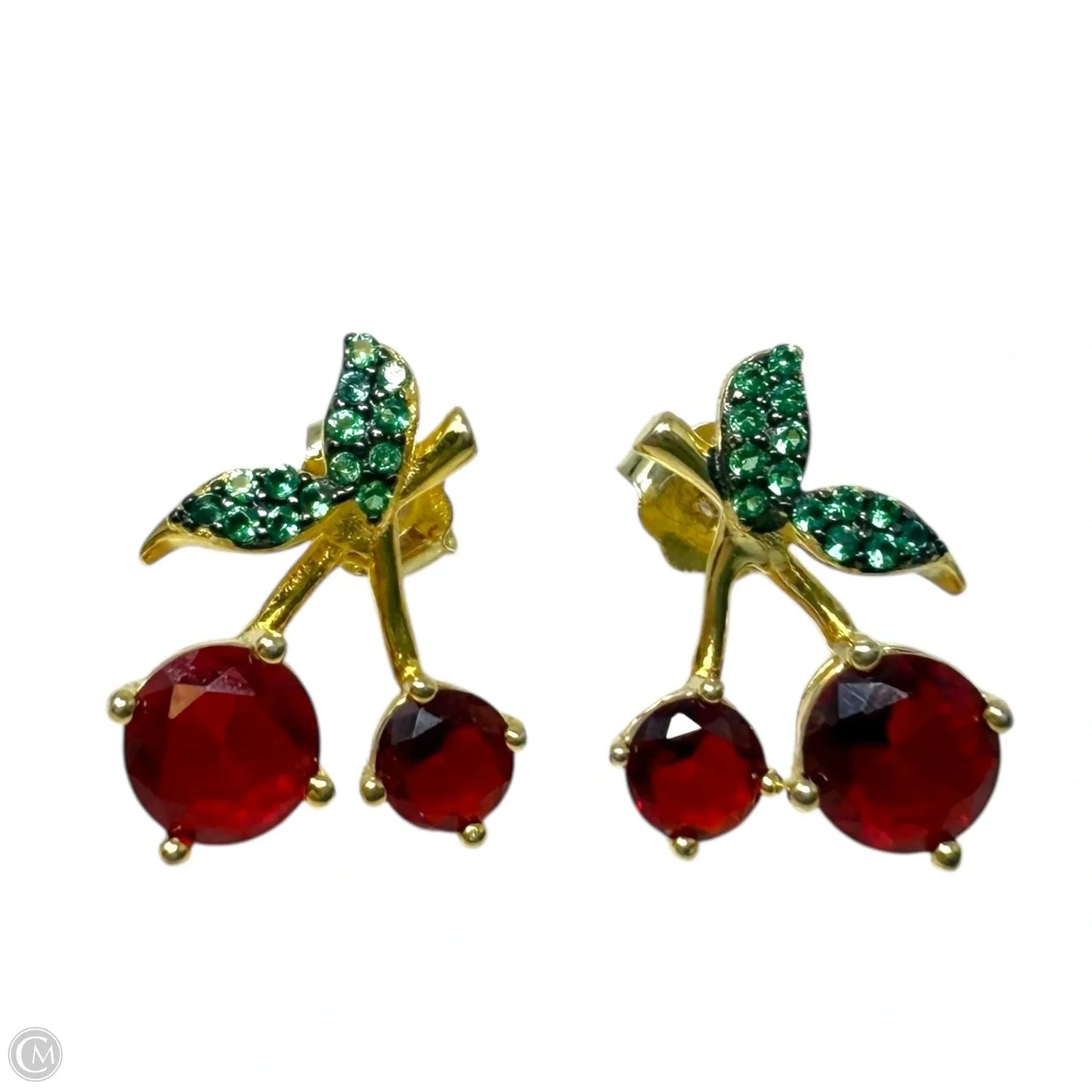 Gold Over Sterling Silver CZ Cherry Stud Earrings By Rachel Zoe