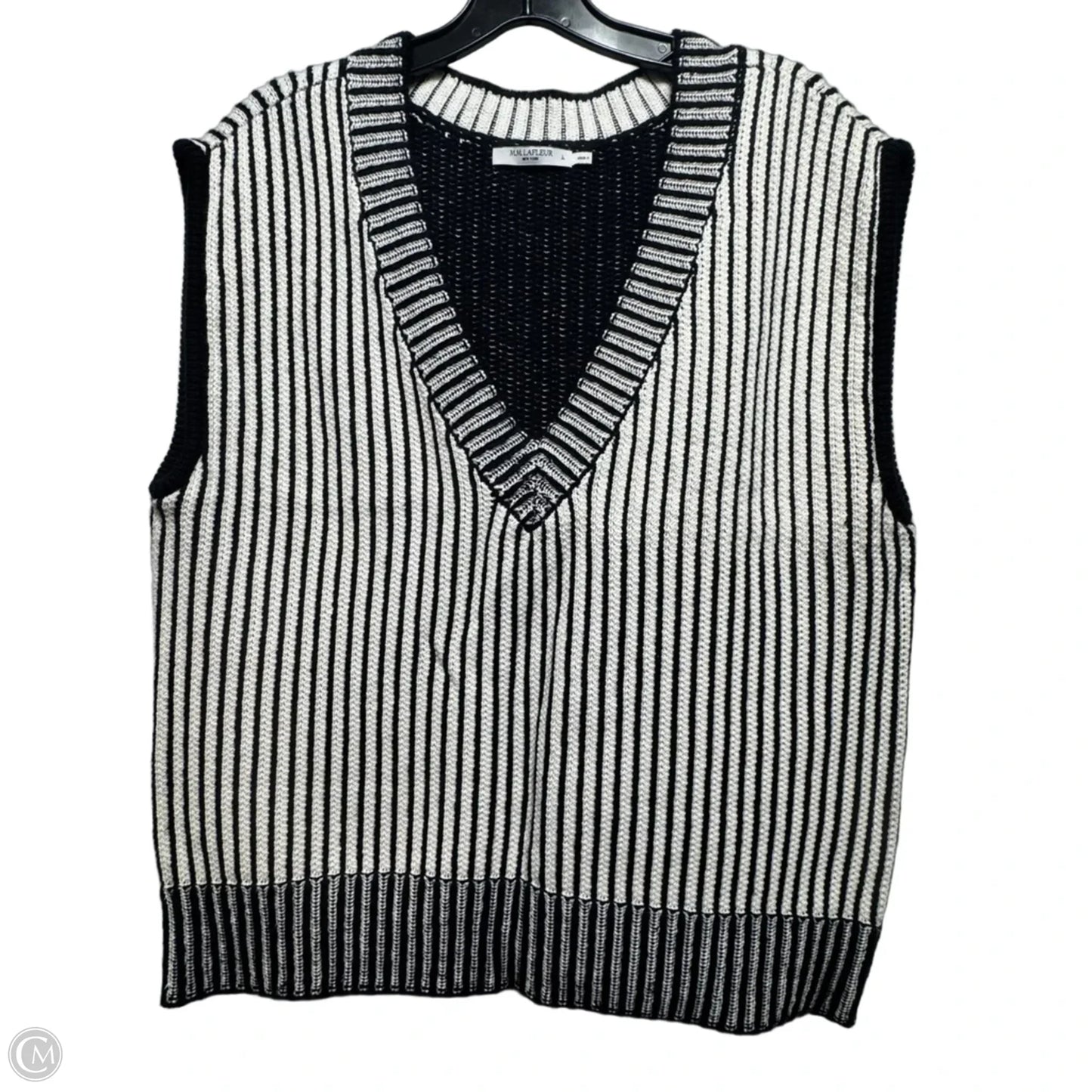 Vest Sweater By M.M. La Fleur  In Striped Pattern, Size: L