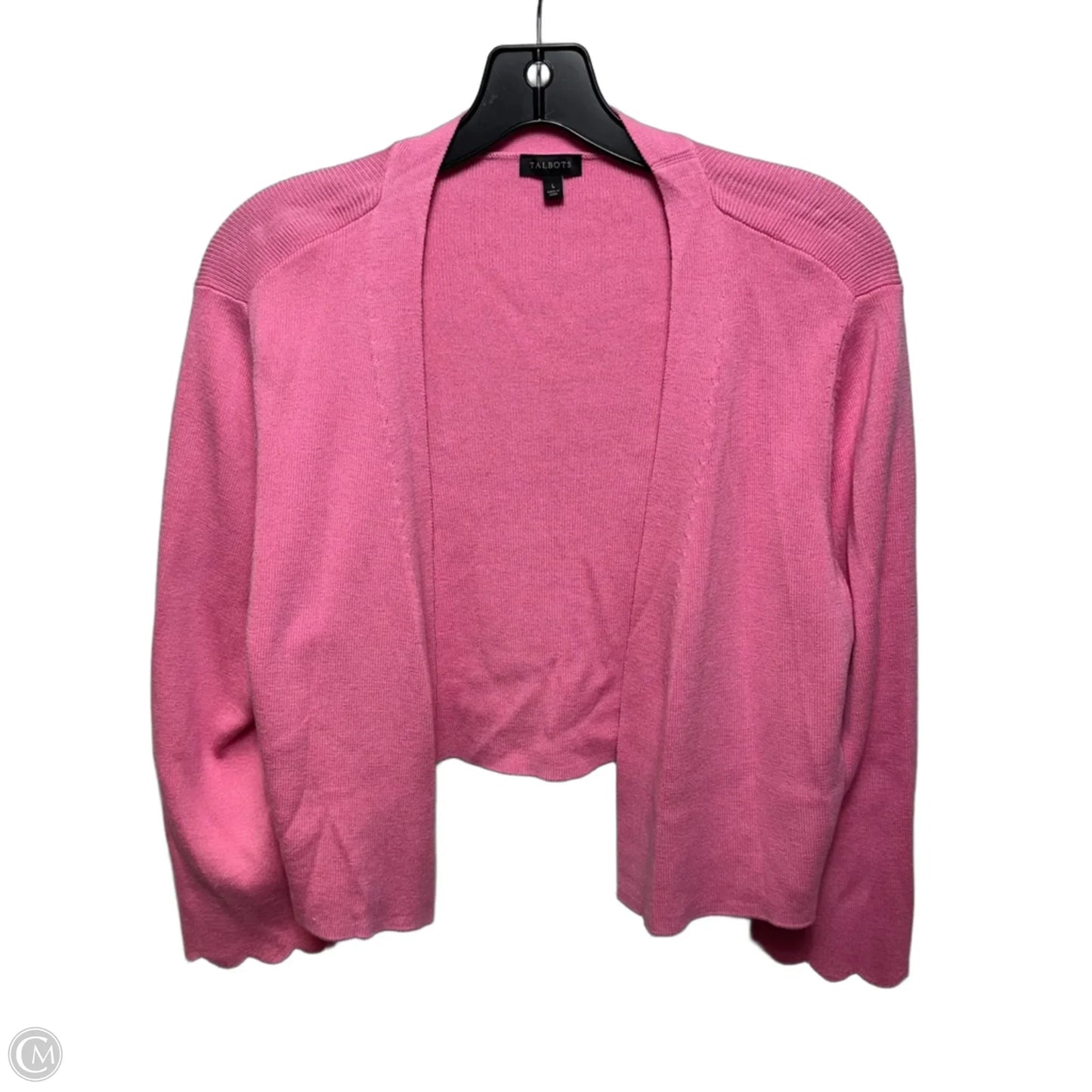 Scalloped Cuff Sweater Cardigan By Talbots In Pink, Size: L