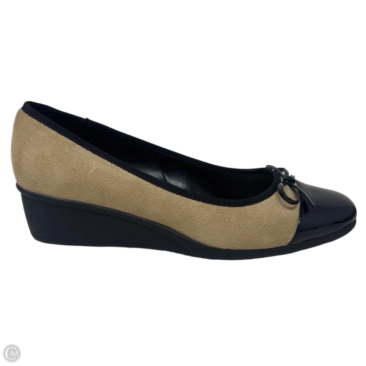 Cap Toe Wedge Shoes Heels By Comfortview In Black & Brown, Size: 10