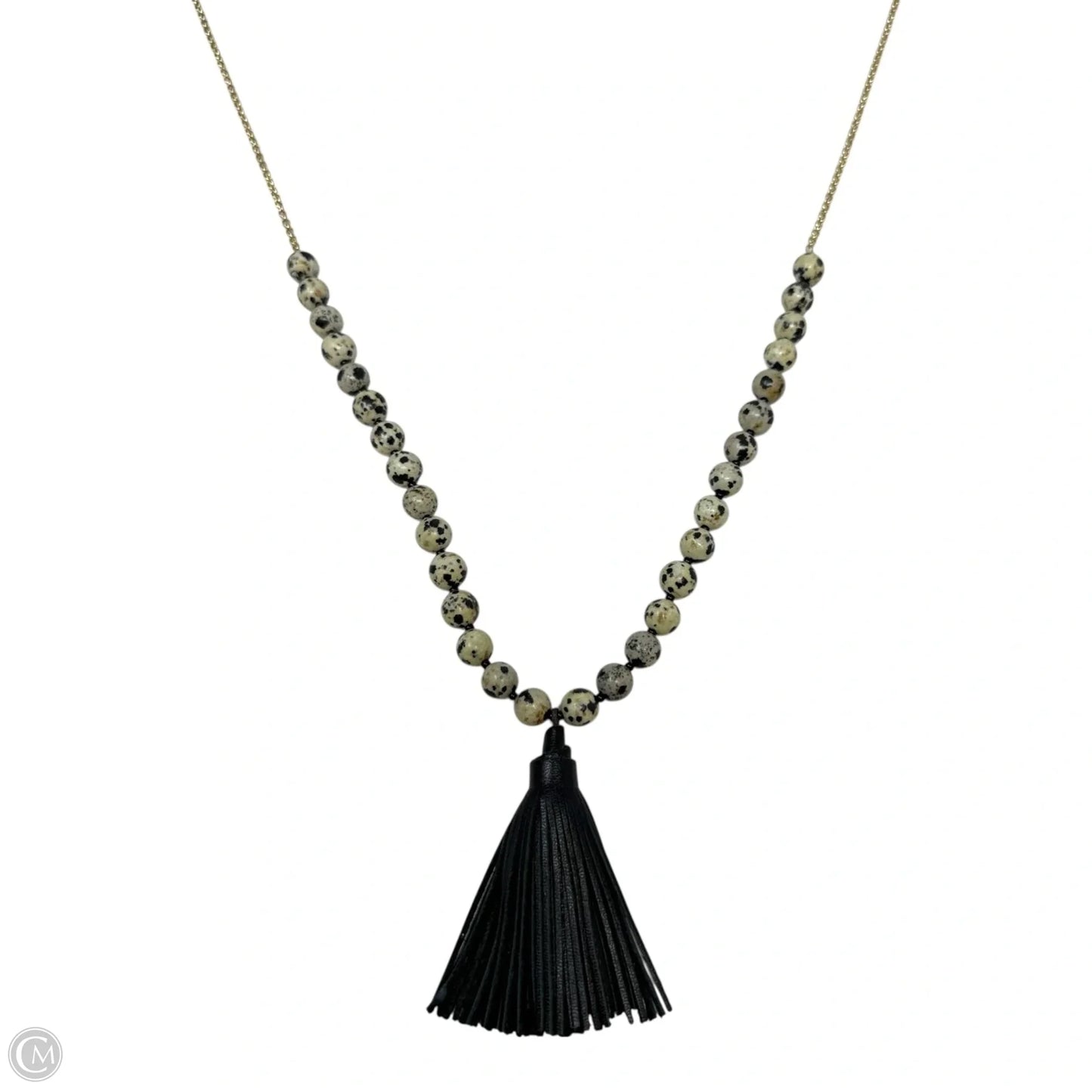 Dalmatian Stone Beaded Tassel Necklace Pendant By Kenneth Lane